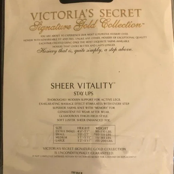 Vintage Victoria's Secret black thigh high hosiery, size med - Picture 3 of 3